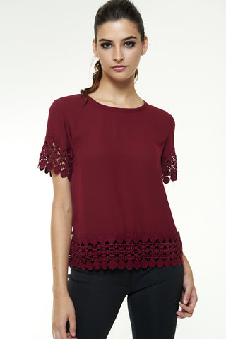 BLUSA COM GUIPIR MANGA E BARRA  | Ref: CM151022